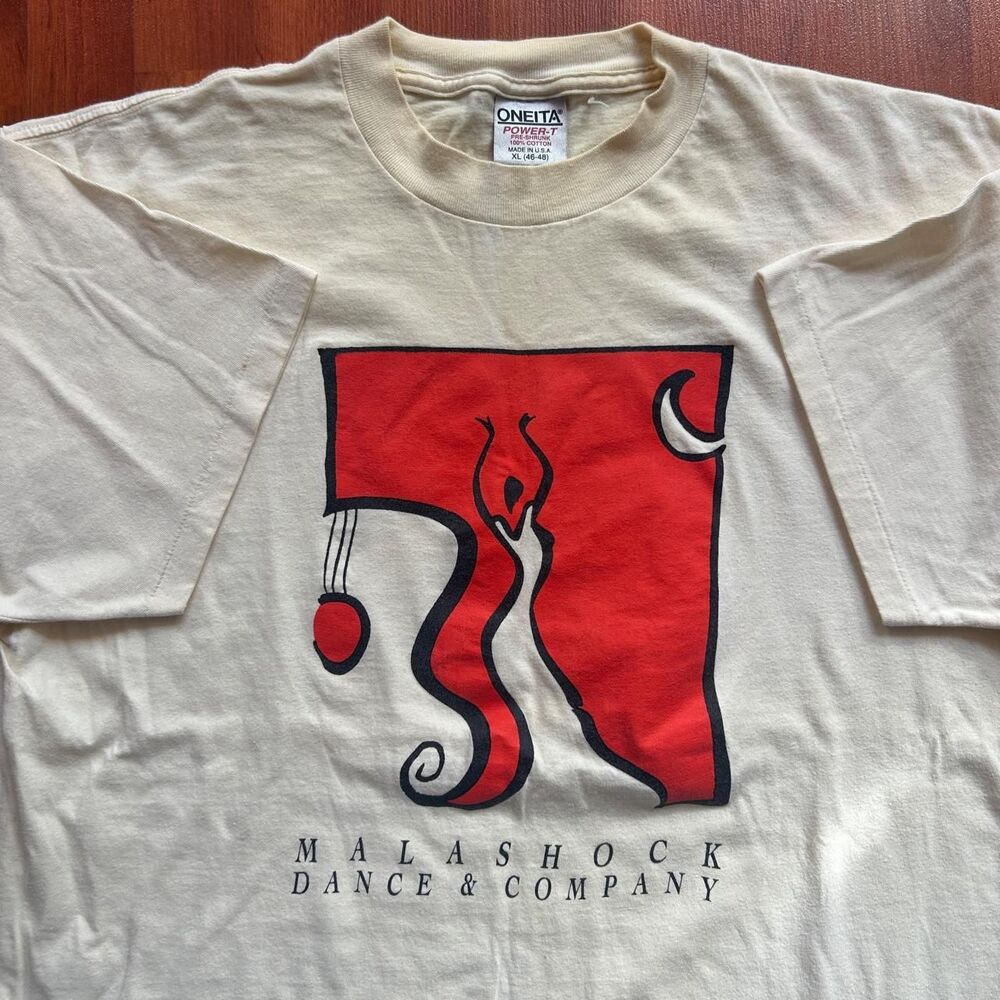 VTG 90s Oneita single stitch artwork dancing music tee shirt